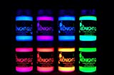 Midnight Glo UV Paint Acrylic Black Light Reactive Bright Neon Colors Set of 8 Bottles Great For Crafts, Art & DIY Projects, Blacklight Party(0.75 oz)
