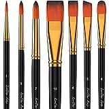 LorDac Arts Paint Brush Set, 7 Artist Brushes for Painting with Acrylic, Gouache, Oil and Watercolor. Professional Art Quality on Canvas, Wood, Face and Models. includes Carrying Case Travel Kit