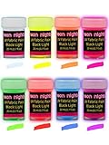 Glow in The Dark Fabric Paint - Pack of 8 Neon Fabric Paint Colors for Clothes & Textiles - UV and Blacklight Clothing Paint for Halloween Costumes, Easter Egg Painting Decoration - 20 mL