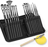 VIKEWE Professional Paint Brushes Set - 16 PCS Paint Brush with Oil Painting Knife and Sponge, Suitable for Acrylic, Watercolor, Oil and Gouache Painting, Perfect Paint Brush for Artist Kids