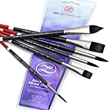Watercolor Brushes Professional Synthetic Set - 6 Faux Squirrel Artist Watercolor Paint Brushes for Gouache, Acrylics, Ink and Wet Media. Beginner-Friendly with Great Flow Control and Snap - by ZenART